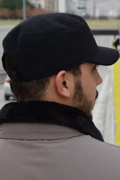 Black Winter Castro Cap Lined Hat