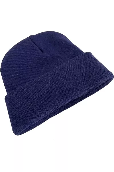 قبعة صوفية أساسية للجنسين باللون الأزرق الداكن