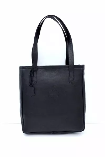 حقيبة توبا من الجلد الطبيعي الأسود