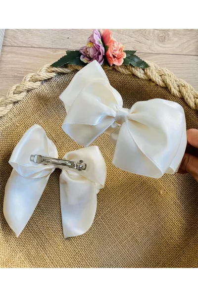 Satin Maternity Crown and Bow Automatic Clip - Maternity Crown Clip Set