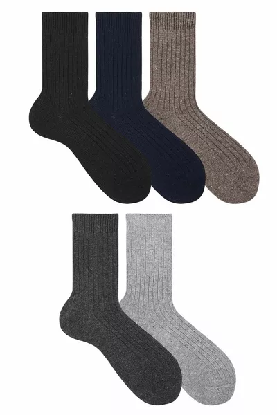 5 أزواج من جوارب النوم الرجالية الشتوية من صوف لامب وول لمسة ناعمة