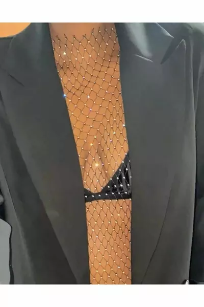 Mesh Crop Top with Crystal Stones