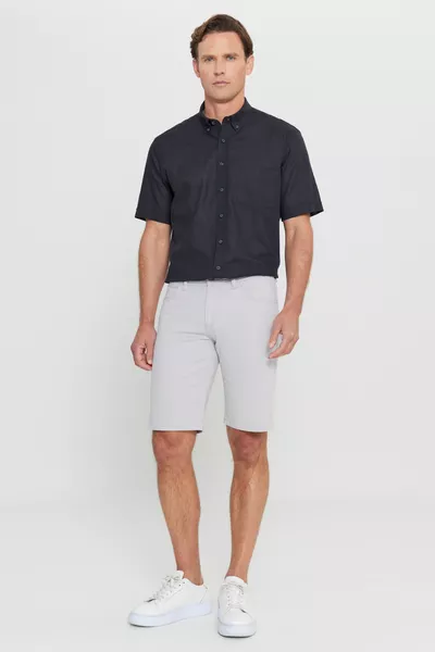 Herren Tailleneng Slim Fit Schmale Passform Strukturierte % Baumwolle Casual Chino Shorts