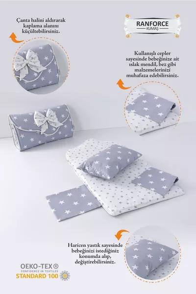 Onderlegkussen - Met Tas - Lichtgrijs Ster