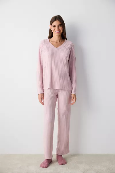 Dusty Pink Rosewood Pink Pants Pajama Set