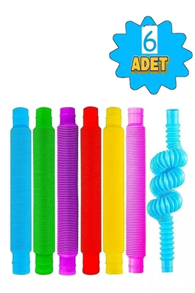 Разтегателна тръбичка играчка марка Турция, оригинална, комплект от 6 броя, образователна, сгъваема