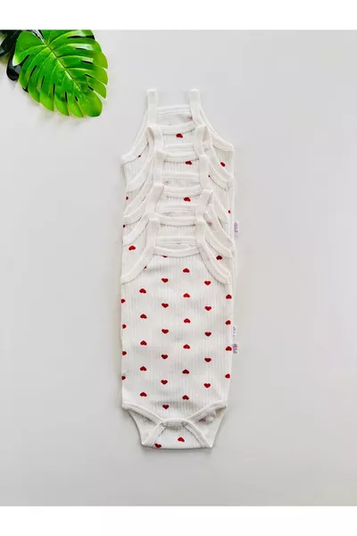 بدلة صدرية برباط على شكل قلب بنقشة ريبل للأطفال البنات حديثي الولادة، مجموعة من 5 قطع