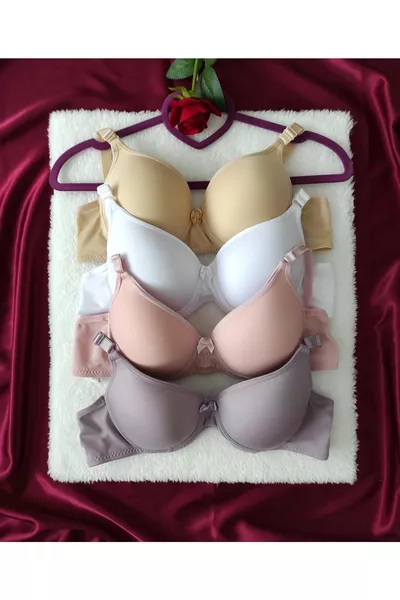 طقم صدرية يومية نسائية 4 قطع بدون حشوة مع سلك