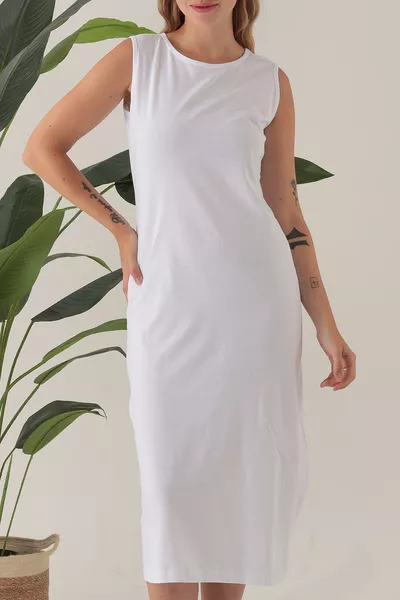 Sleeveless Long Dress Lining Slip Petticoat Jumpsuit % Cotton