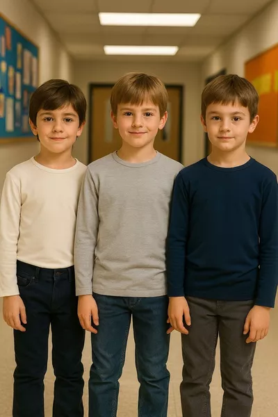 تيشيرت داخلي طويل الأكمام للأطفال الصبيان، مجموعة من 3 قطع، يومي، للمدرسة والرياضة، بلون عاجي، كحلي، ورمادي