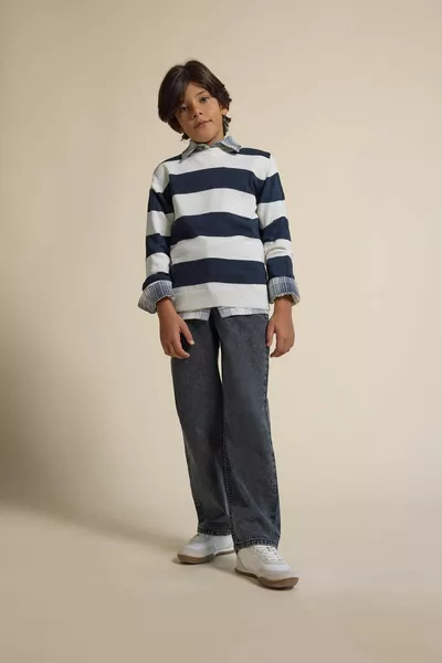 Boys' Stripe Knit Sweater with Crew Neck AU