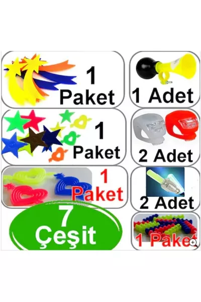 زينة الدراجات مجموعة زينة دراجة مكونة من 7 قطع، بوق الدراجة مع ضوء وغطاء الصمام