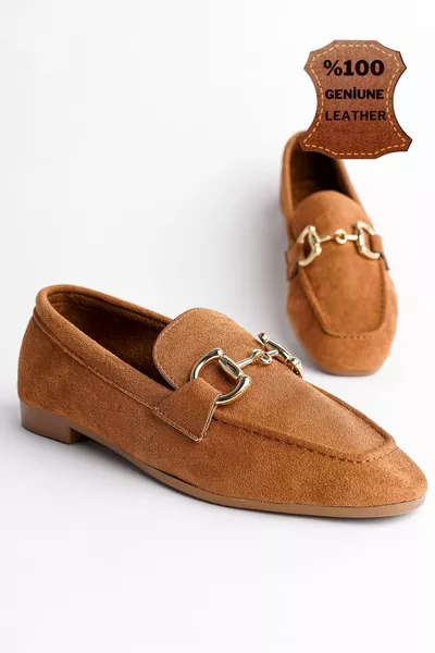 Дамски ежедневни обувки с метална катарама и кожа Mona с гаранция