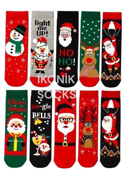 ٣ أزواج من الجوارب المختلطة الألوان ذات طابع عيد الميلاد