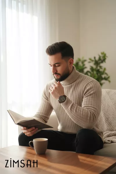 كنزة رجالية من الصوف برقبة عالية