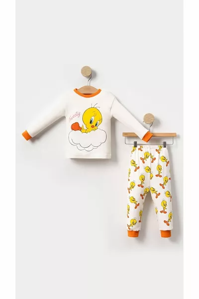 0-4 Years Special Cartoon Print Baby and Kids Pajama Set - Wide Collar & Special Size Options