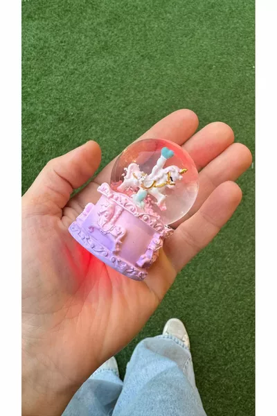 Снежна топка Малък размер Въртележка със снежна топка с осветление