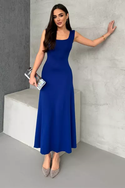 Женское платье KADIN Soft Touch с квадратным вырезом спереди и сзади Sax 