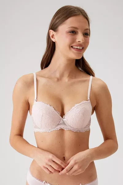 صدرية نسائية بودرة  مدريد دانتيل بدون دعامة (مع حمالات قابلة للإزالة)