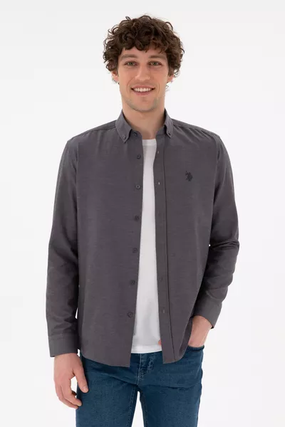 Men's Anthracite Long Sleeve Basic Shirt 