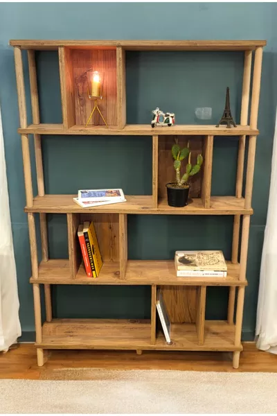 5-Shelf Modern Decorative Bookcase, Folder Holder, Kitchen Shelf, Pantry, Multi-Purpose Organizer Rack