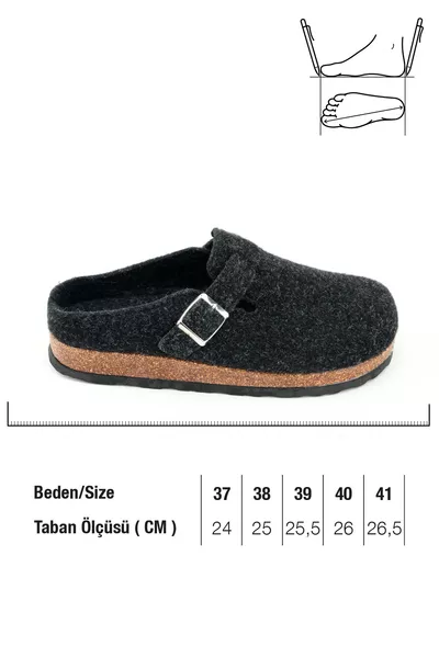 Kışlık Mantar Taban Tokalı Ayarlanabilir Ev Bahçe Kadın Terlik