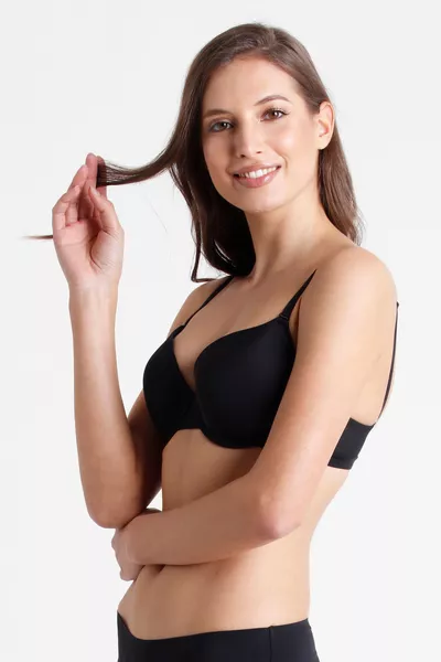 صدرية سوداء خفيفة بدون حشوة مع دعامة عظمية