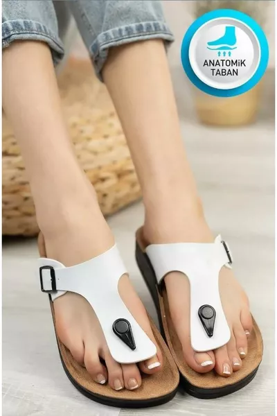 Dames Anatomische Orthopedische Schoenzool Witte Kleuren Teenslippers Dagelijkse Antislip Slippers