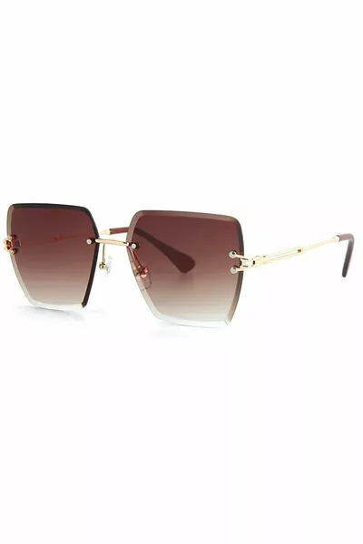 Brown Women's Sunglasses with Cut Glass -- Width