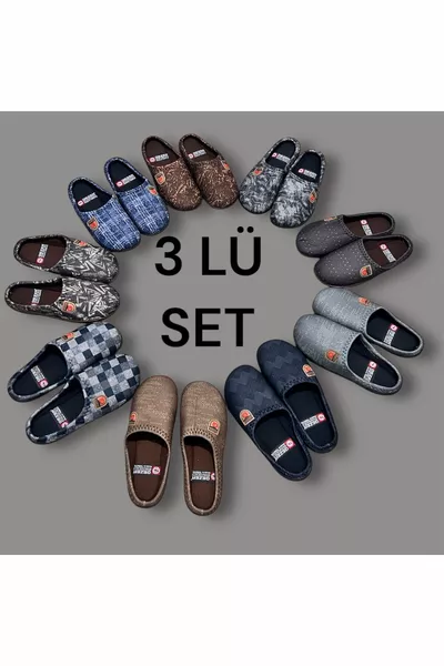 Pantofole da casa da uomo, pantofole per ospiti, suola morbida a rullo, set da 3, pantofole da uomo