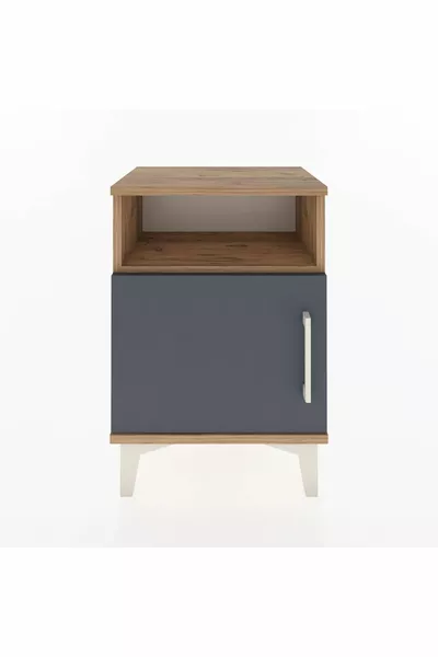 أرجس كومودين بباب واحد ورفين خشب صنوبر - أنثراسيت