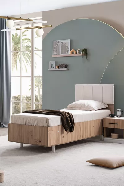 سرير، سرير إييفس بإطار ورأسية × سم - كريمي