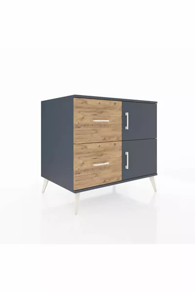 Kronos Dressoir Enkele Plank 2 Laden 2 Deuren Antraciet-Antraciet/Den
