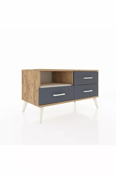 Hyperion Dressoir Enkelplank 3 Lade Den-Hout/Antraciet