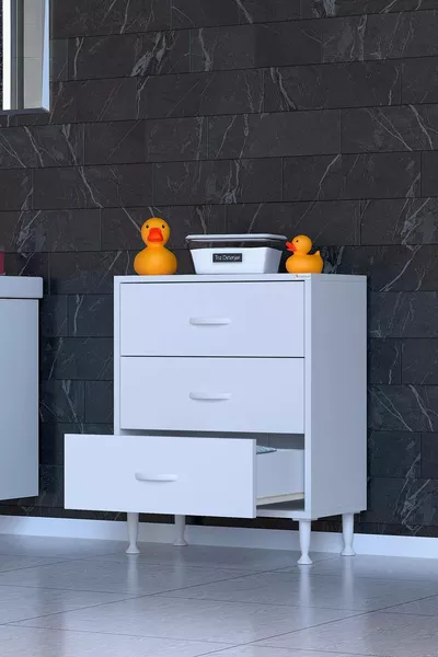 SÖKE, 3 Çekmeceli, Ayaklı, Çok Amaçlı Banyo Dolabı ( farklı Genişlik Seçeneği)