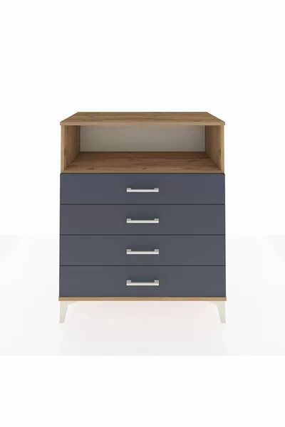 خزانة هابريون ذات رف واحد وأربعة أدراج - صنوبر/أنثراسيت