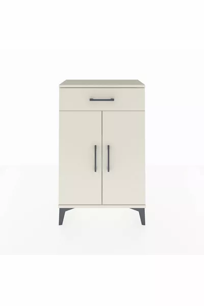 Arges Commode 2-Shelf Single Drawer 2-Door Moonstone-Moonstone