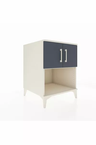 Kronos Nightstand with 2 Shelves and 2 Doors, Moonstone-Anthracite