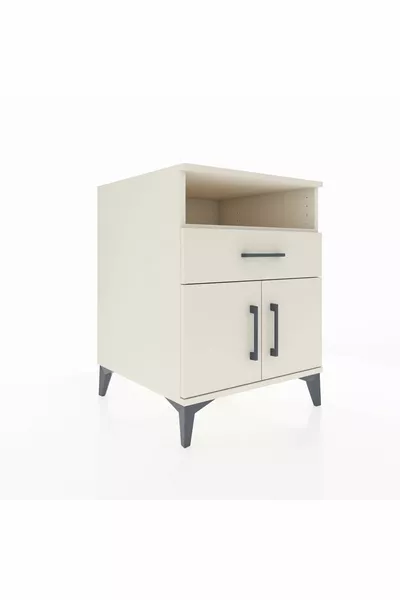 Kronos Nightstand 2-Shelf Single Drawer 2-Door Moonstone-Moonstone