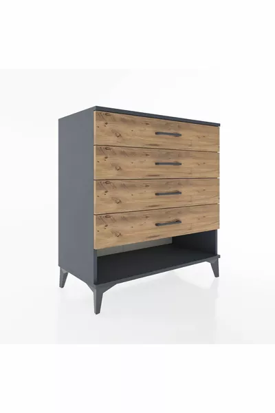 خزانة أدراج هيفريون 4 أدراج أنترسايت-صنوبر