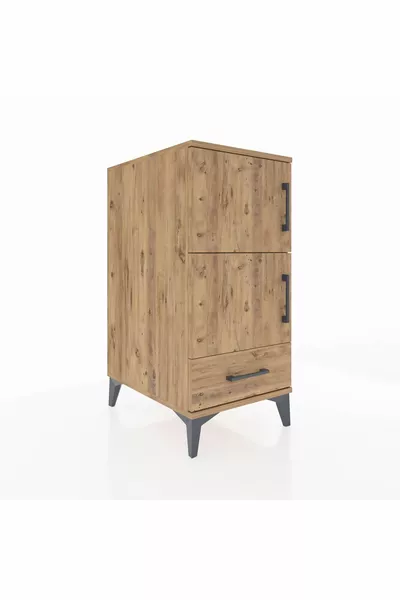 خزانة كرونوس ذات 4 رفوف، درج واحد و باب واحد، من خشب الصنوبر