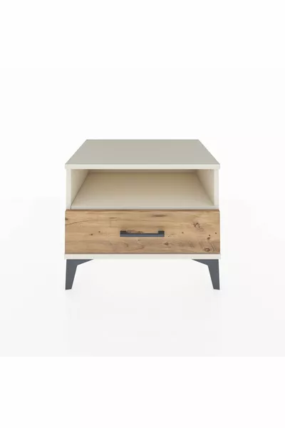 Hyperion Nachtkastje met Eén Plank en Eén Lade, Maansteen-Pine