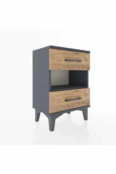 Argeş Commode met één plank en 2 lades Antraciet-Spar