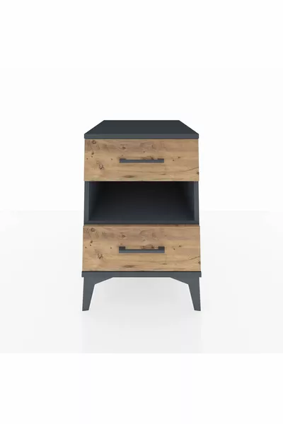 Kronos Nachtkastje met één plank en 2 lades Antraciet-Den