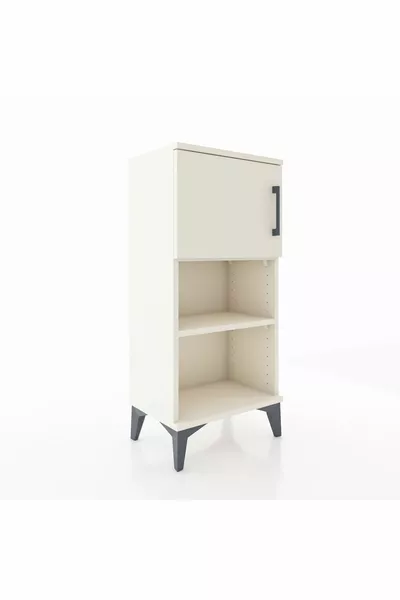 Arges Nachttisch mit 2 Regalen und 1 Tür in Mondstein-Mondstein