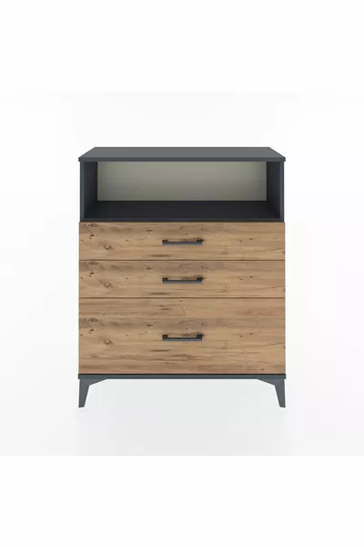 Arges Şifonyer Tek Raflı 3 Çekmeceli  Antrasit-Çam