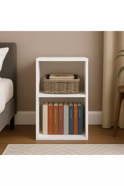 Comodino Bianco Senza Anta – Comodino Moderno a Una Sola Mensola