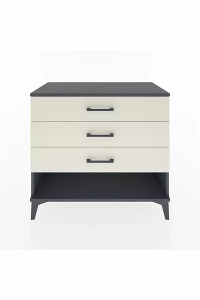 Cassettiera Hyperion a 3 cassetti Antracite-Pietra di luna