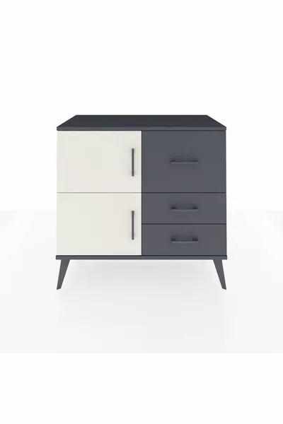 خزانة هايبرون برف واحد و3 أدراج و2 أبواب أنثراسيت-حجر رملي/أنثراسيت