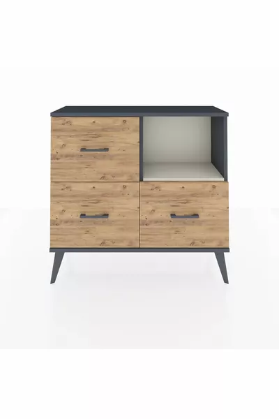 Arges Şifonyer Tek Raflı 3 Çekmeceli  Antrasit-Aytaşı/Çam